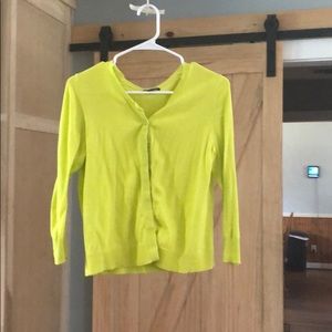 Bright green cardigan